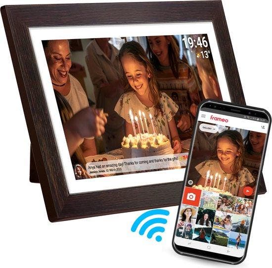 2dekans | Denver Digitale Fotolijst 15.6 Inch - Hout - XL -, TV, Hi-fi & Vidéo, Photo | Cadres photos numériques, Enlèvement ou Envoi