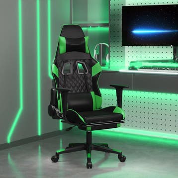 vidaXL Massage gamestoel met voetensteun kunstleer zwart en, Verzenden, Nieuw