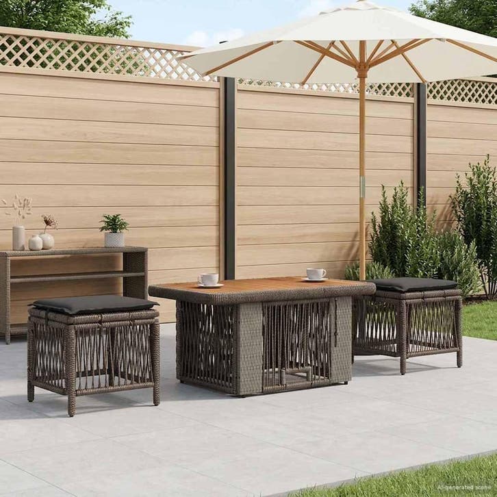 vidaXL Tuin Eettafel Set 3 pcs Grijs en Donkergrijs poly, Jardin & Terrasse, Ensembles de jardin, Envoi