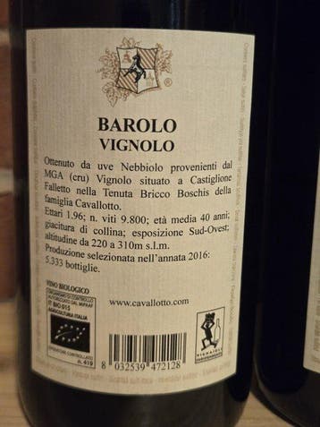 2016 , 2016 Cavallotto Vignolo - Barolo Riserva, Barolo - 2