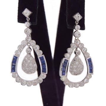 Oorbellen - 18 karaat Witgoud - 6.50ct. tw. Diamant, Nieuw
