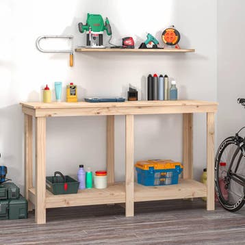 vidaXL Werkbank 140x50x80 cm massief grenenhout, Doe-het-zelf en Bouw, Verzenden, Nieuw