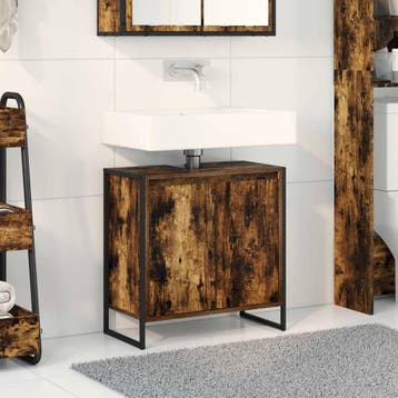 vidaXL Badkamerkast met opslag Rook Eik 60 x 30 x 60 cm, Verzenden, Nieuw