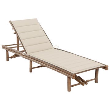 vidaXL Ligbed met kussen bamboe, Tuin en Terras, Verzenden, Nieuw