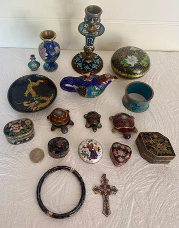 Collection thématique - Objets/ Bijoux en émail cloisonné/, Antiek en Kunst