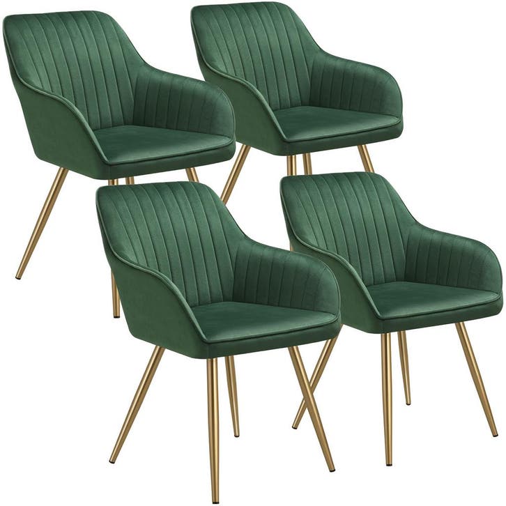 tectake Eetkamerstoel Marilyn, fluweeloptiek, doorgestikt -, Huis en Inrichting, Stoelen, Verzenden