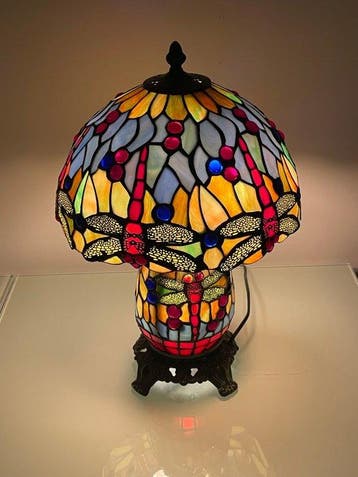 Tafellamp - Dragon Fly - Glas, Lood - Tiffany-stijl Dragon