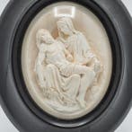 Meerschuim reliëf, Pieta, Maria en Jezus - Meerschuim -, Antiek en Kunst