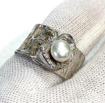 Zonder minimumprijs - Ring - 18 karaat Zilver, Geel goud