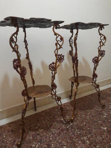 Bijzettafel (2) - IJzer - prachtig vervaardigde tafel, Antiek en Kunst