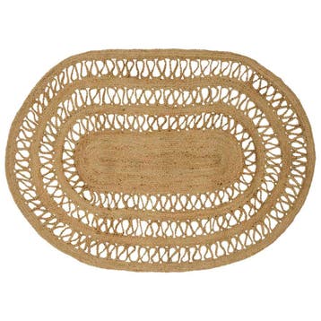 vidaXL Gebied Tapijt Naturel 100 x 152 cm Jute, Verzenden, Nieuw