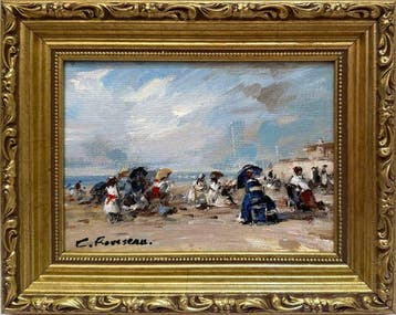 Camille Rousseau (1949) - Deauville - Plage Animée - Bateaux