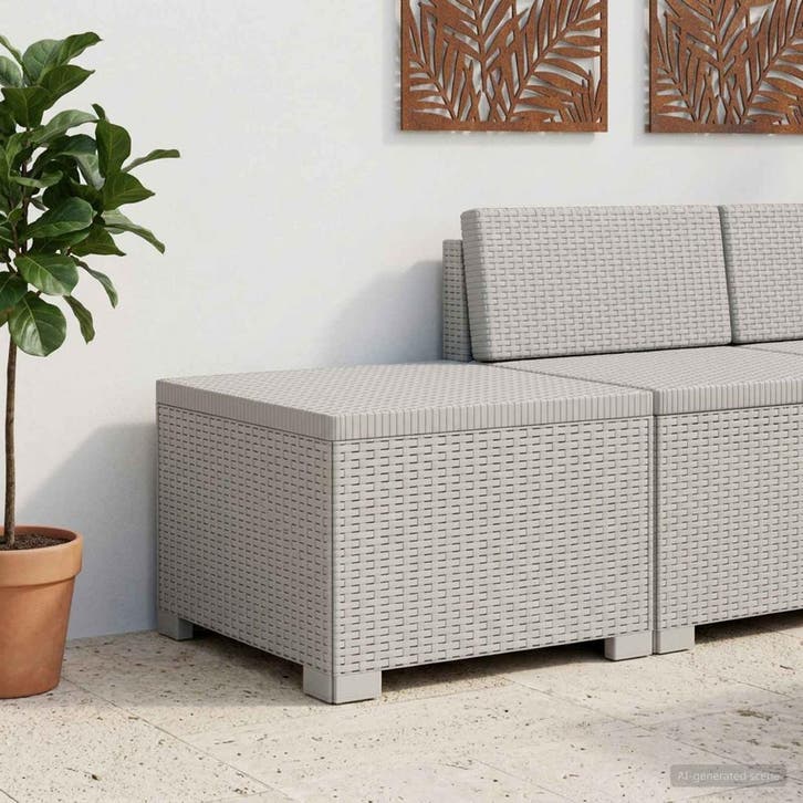 vidaXL Eén-zits Tuin Sofa Rieten Look PP Wit, Tuin en Terras, Tuinsets en Loungesets, Nieuw, Verzenden
