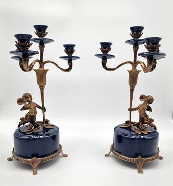 Chandelier (2) - Bronze, Porcelaine