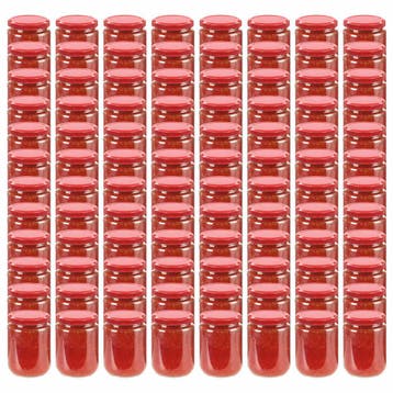 vidaXL Jampotten met rode deksels 96 st 230 ml glas, Verzenden, Nieuw
