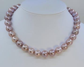 Collier Perles deau douce rose Edison certifiées ALGT -, Nieuw