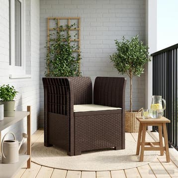 vidaXL Eén-zits Fauteuil met Kussen Rieten Look PP Bruin, Verzenden, Nieuw
