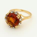 Bague - 18 carats Or jaune Citrine - Diamant, Bijoux, Sacs & Beauté, Bagues