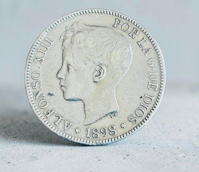 Spanje. Alfonso XIII. 5 Pesetas 1898*98 SGV (Zonder, Timbres & Monnaies, Monnaies | Europe | Monnaies non-euro