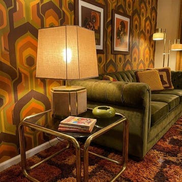 Lampe de table - Design géométrique des années 70 - Laiton
