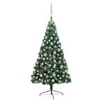 vidaXL Kunstkerstboom met verlichting en kerstballen half, Diversen, Verzenden, Nieuw
