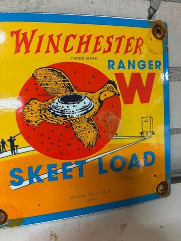 Winchester Ranger Skeet Load emaille reclamebord uit 1949 –