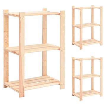 vidaXL Opbergrekken 3-laags 3 st 60x38x90 cm massief, Verzenden, Nieuw