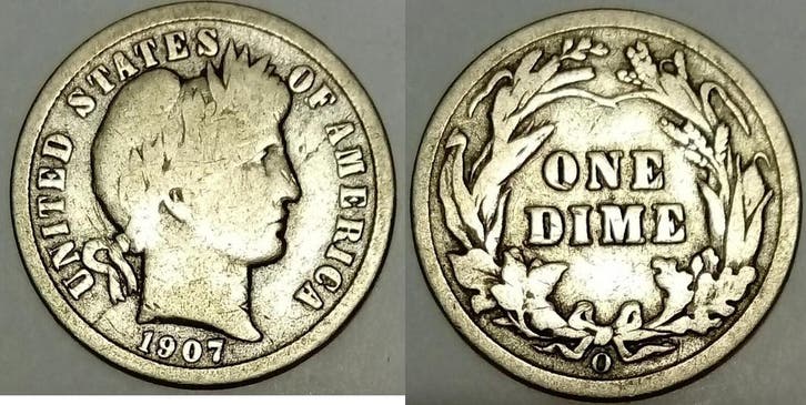 Etats-unis Vereinigte Staaten Km 113 1 Dime 1907 O Barber, Postzegels en Munten, Munten | Amerika, Verzenden