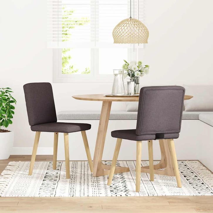 vidaXL Eetkamerstoelen 2 st stof donkerbruin, Huis en Inrichting, Stoelen, Nieuw, Verzenden