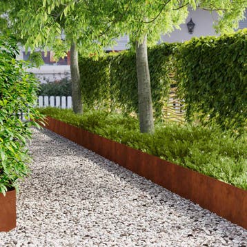 vidaXL Gazonrand 10 pcs 100 x 22 cm Staal Roestig, Verzenden, Nieuw