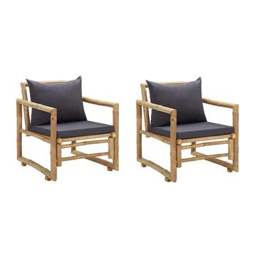 vidaXL Tuinstoelen met kussens 2 st bamboe, Verzenden