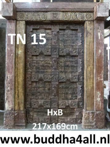 Imposante oude Indiase poort, kasteelpoort, kloosterdeur, Gebruikt, 200 cm of meer, Ophalen of Verzenden, 200 cm of meer