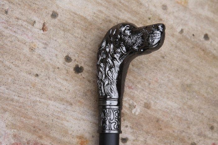 jachthond Wandelstok - Aluminium, Antiquités & Art, Art | Objets design