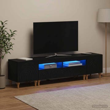 vidaXL 3-delige LED TV-kast Zwart Bewerkt hout, Huis en Inrichting, Verzenden, Nieuw