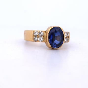 Bague de cocktail - 18 carats Or jaune - 3.20ct. tw. Saphir