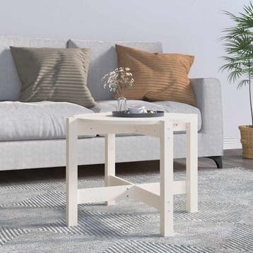vidaXL Salontafel Ø62,5x45 cm massief grenenhout wit, Huis en Inrichting, Verzenden, Nieuw