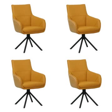 Set van 4 Leren draaibare eetkamerstoelen Fancy Duo - Kenia, Ophalen of Verzenden