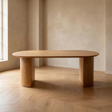 Tafel Plat Ovaal Eikenhout  Half Rond 200x100, Huis en Inrichting, Tafels | Eettafels, Nieuw