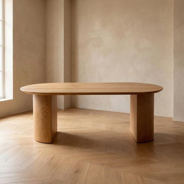 Tafel Plat Ovaal Eikenhout  Half Rond 200x100, Huis en Inrichting, Tafels | Eettafels