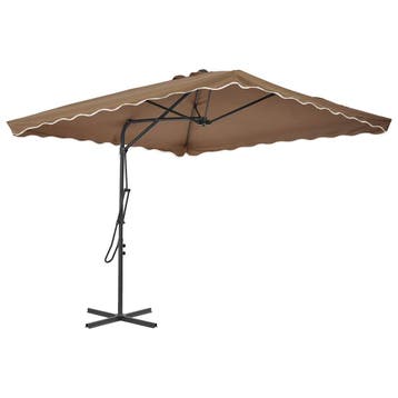 vidaXL Parasol met stalen paal 250x250 cm taupe, Tuin en Terras, Verzenden, Nieuw