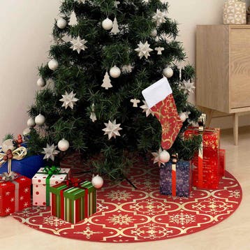 vidaXL Kerstboomrok luxe met sok 90 cm stof rood, Diversen, Verzenden, Nieuw