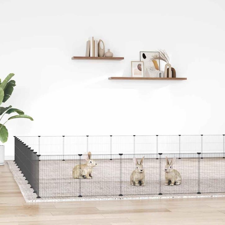 vidaXL Huisdierenkooi met deur 44 panelen 35x35 cm staal, Dieren en Toebehoren, Knaagdieren en Konijnen | Hokken en Kooien, Nieuw