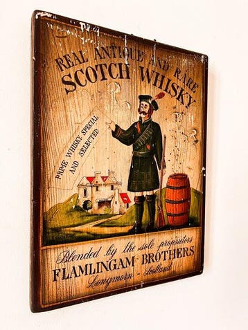 Oud houten reclamebord – Scotch Whisky – Schotse pubstijl -