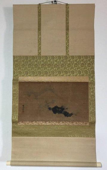 Antique Japanese Hanging Scroll - Hand-painted Floating