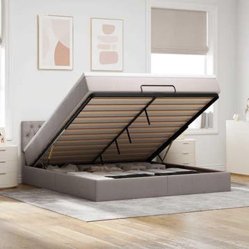 vidaXL Ottoman bed met matras 180x200cm stof taupe, Verzenden, Nieuw