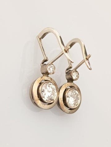 Boucles doreilles - 14 carats Or blanc - 1.54ct. tw., Handtassen en Accessoires, Oorbellen, Nieuw