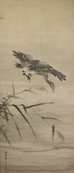 Very fine sumi-e landscape and goose diptych, signed -, Antiek en Kunst