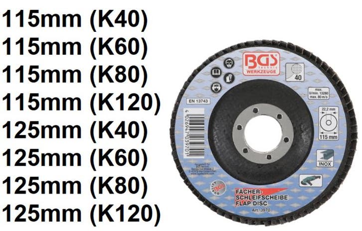 Bgs Technic Flap Disc, diameter 115 mm, Graanmaat 40, Auto-onderdelen, Banden en Velgen, Verzenden