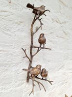 sculptuur, 4 vogeltjes op een tak - 42 cm - Brons