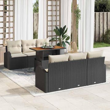 vidaXL Tuinbank Set 7 st Zwart en crème, Verzenden